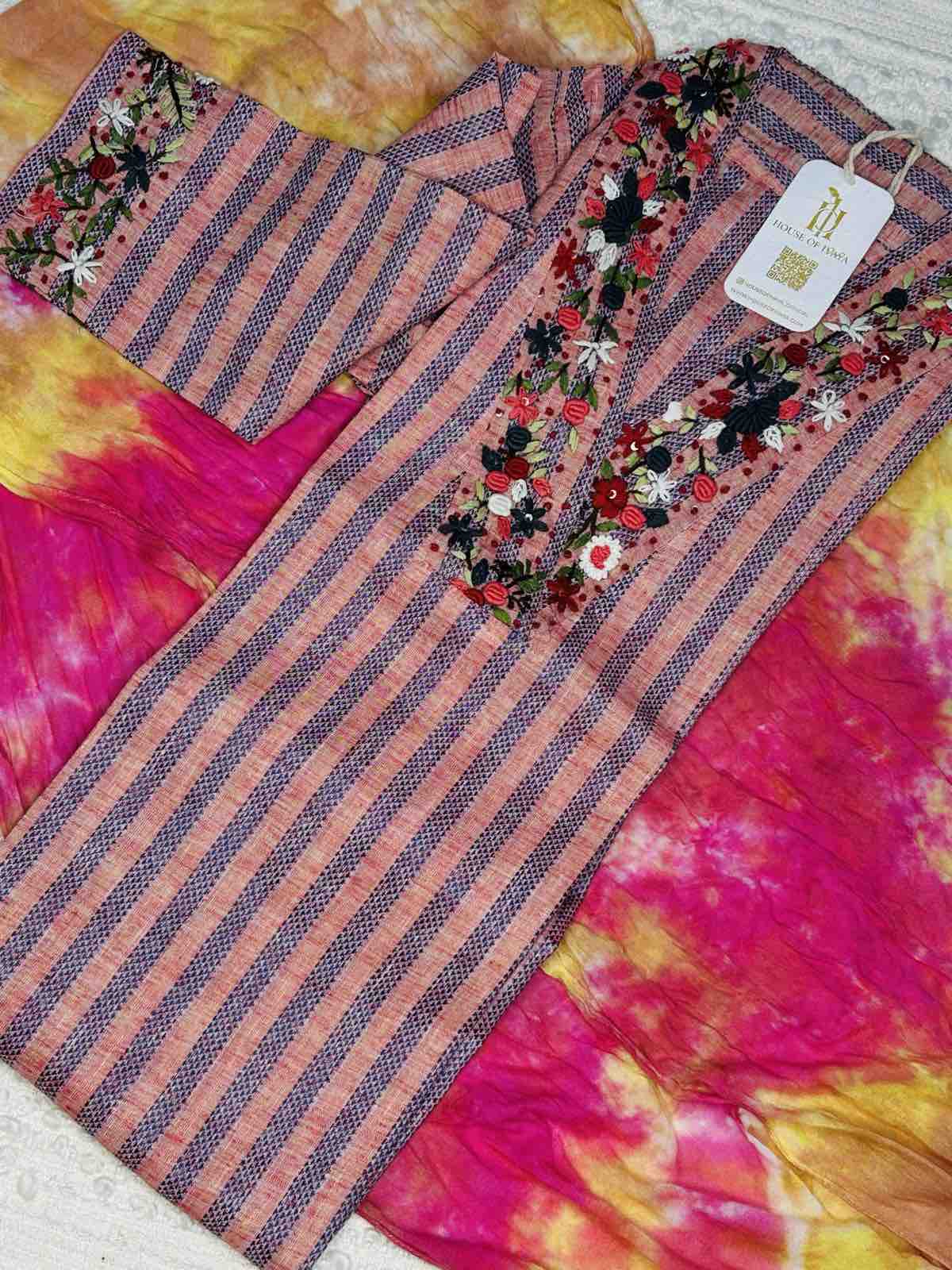 Floral Accent Stripes Kurta